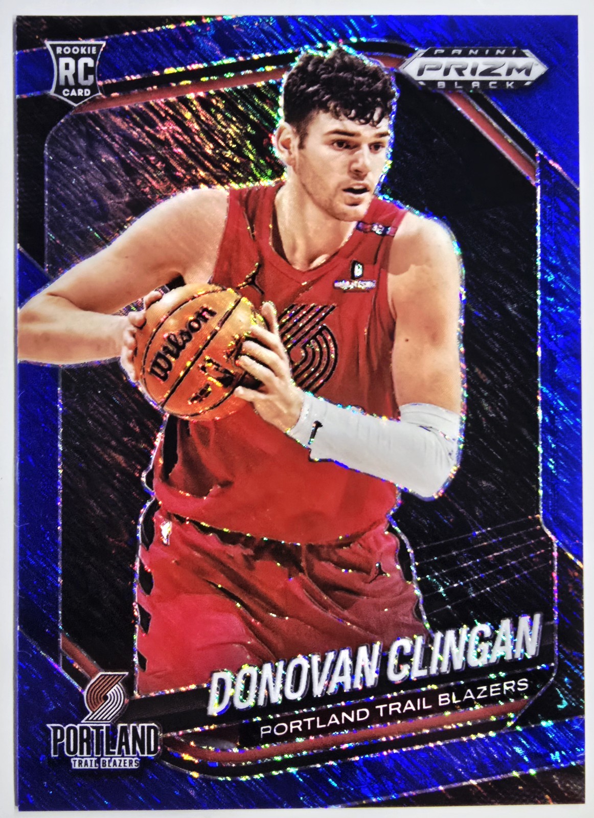 2024-25 Panini Prizm Black Donovan Clingan #131 Blue Shimmer FOTL /35 Rookie RC