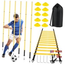 Soccer Agility Training Equipment: 6 Soccer Agility Poles, 20ft Agility yellow