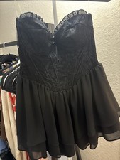 New Black lace corset mini dress with a tiered chiffon skirt, from Windsor