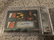 2017 Topps Museum Manny Machado Signature 1/1 Triple Patch 10 Auto BGS 8.5
