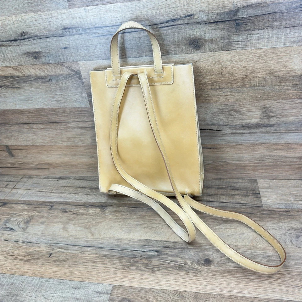 Vtg Lamarthe Women BackPack Handbag Tan Leather - Image 2 of 4