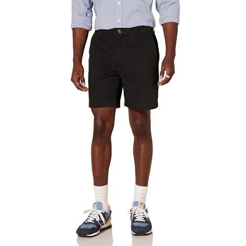 AMAZON ESSENTIALS MEN'S SLIM-FIT 7" CHINO SHORT - SIZE: MEN 34 - BLACK