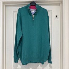 MUNROSPUN Men's Contrast Collar Pure Cotton T-Zip Green/Pink Size XL