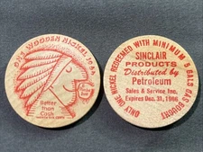 Sinclair Oil Wooden Nickel 1966 Graphic Indian Collectibles (25)