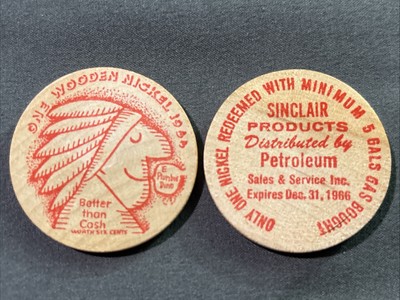 Sinclair Oil Wooden Nickel 1966 Graphic Indian Collectibles (25)