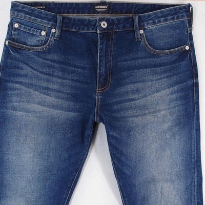 Herrens SuperDry 03 TYLER Slim Gerades Bein Elasthan Blau Jeans W36 L34