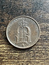 1879 Sweden 2 Two Ore Beautiful Rare Actual Coin TB9641*