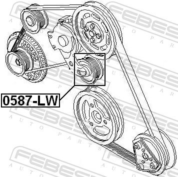Upper FEBEST 0587-LW Tensioner Pulley, V-ribbed belt for BUICK,CHEVROLET,CHRYSLE - Picture 2 of 2