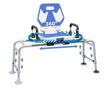 Sliding Shower Chair Swivel Tub Transfer Bench with Backrest, 400lbs Capacity