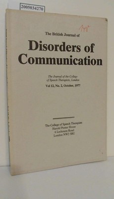 The British Journal of Disorders of Communication / Volume 12 / No. 2 / October 