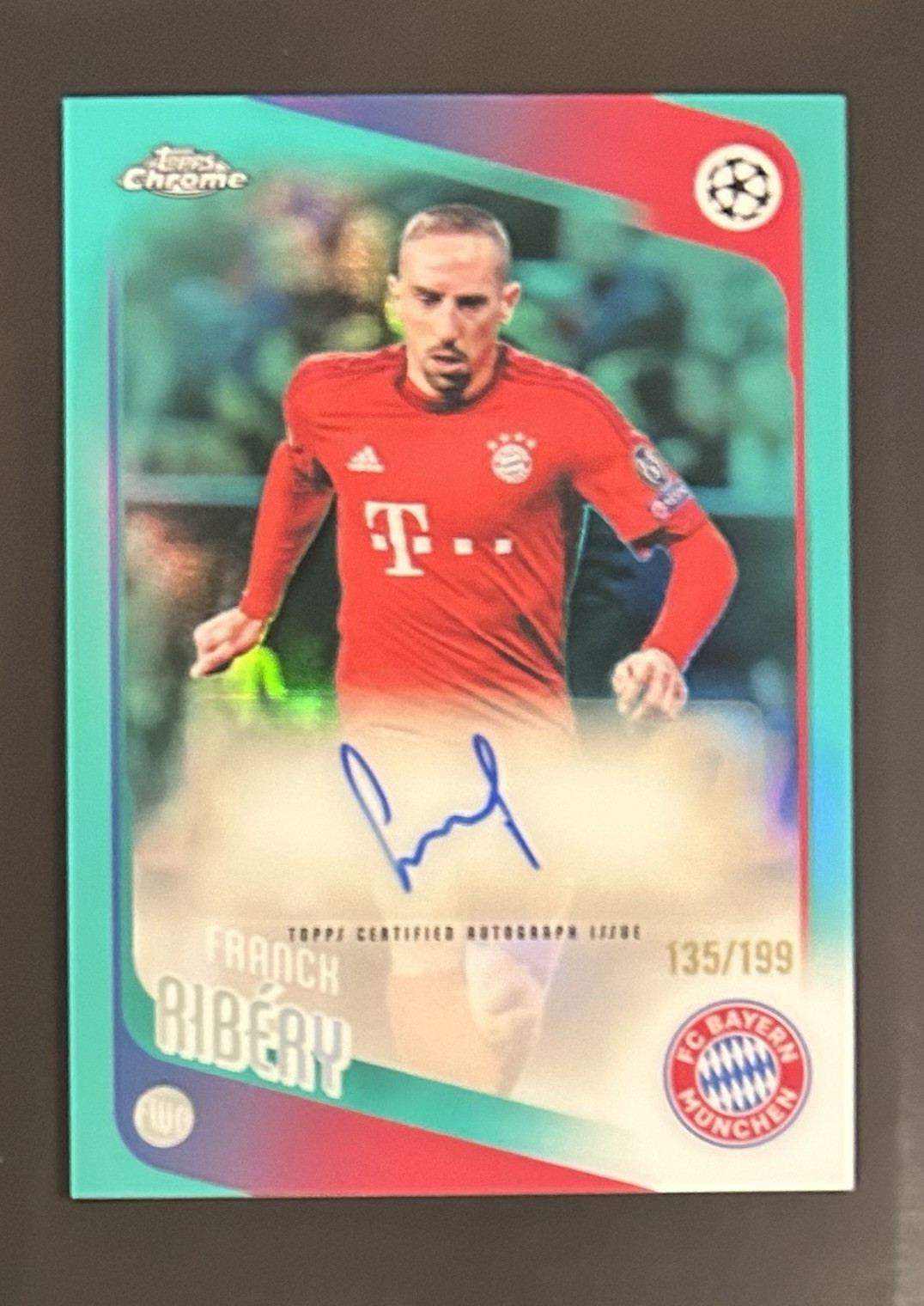 2025 Topps Chrome UEFA Club Competitions Aqua Auto 135/199 Franck Ribery #CLA-FR