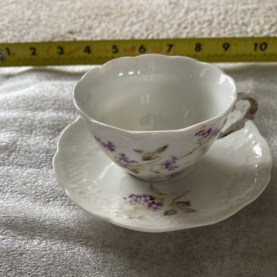 Weiman Germany Antique Teacup And Saucer With violet Flowers