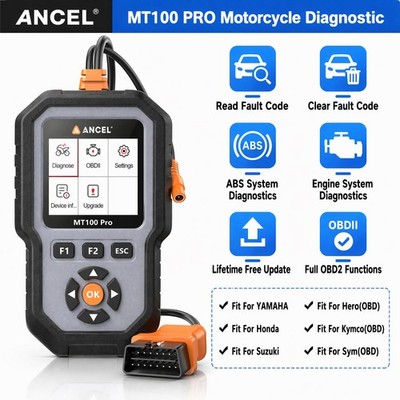 ANCEL Motorcycle Scanner Full System Diagnostic Tool Fit For Hero(OBD)/Yamaha