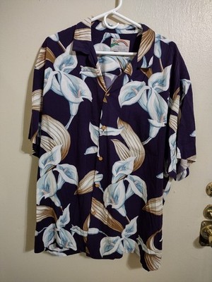Paradise Found Men's XL Hawaiian Short Sleeve Button Up Shirt EUC