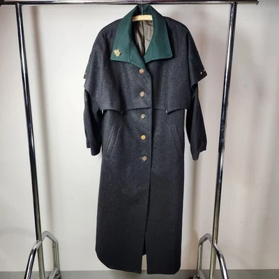 Manteau traditionnel original en loden bavarois Bavaria laine vierge vert foncé vintage - Photo 1/4