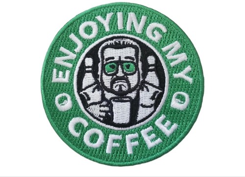 Big Lebowski "enjoying my coffee" Patch 3"x 3" Iron On