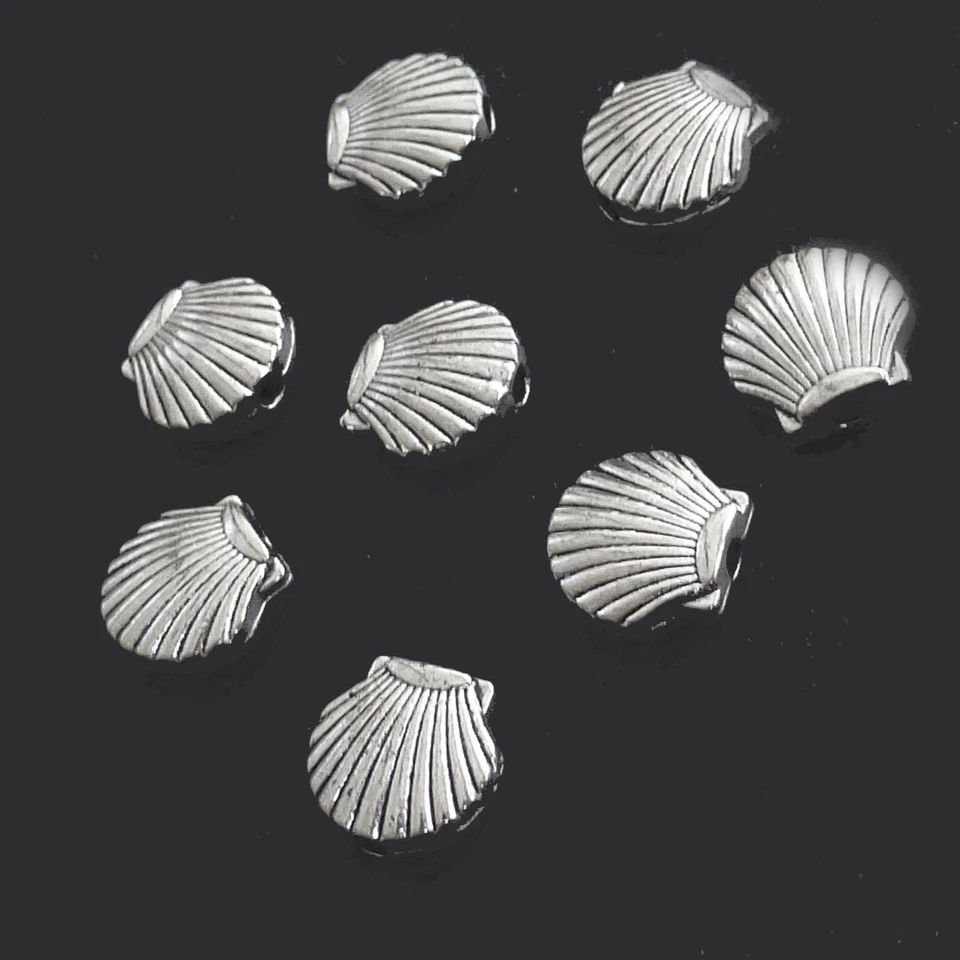 Metallperlen Muscheln 8 mm Farbe Silber antik Perlen Spacer nenad-design AN137 - Bild 4 von 4