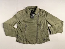 Tesoro Moda Jacket Olive Womens Size Medium Off Center Full Zip Pockets NWT $119