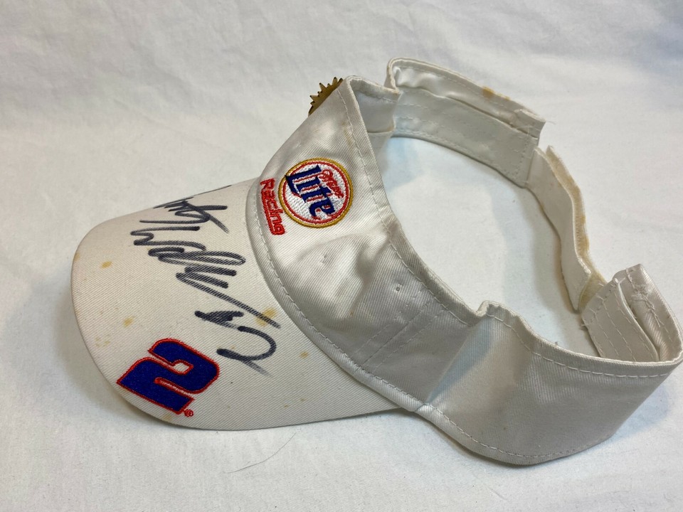 Chase Authentics Rusty Wallace 2 Signed Miller Lite Racing White Visor
