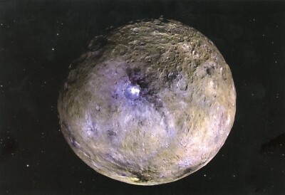 Bright Occator Crater on the Dwarf Planet Ceres, NASA Photo --POSTCARD