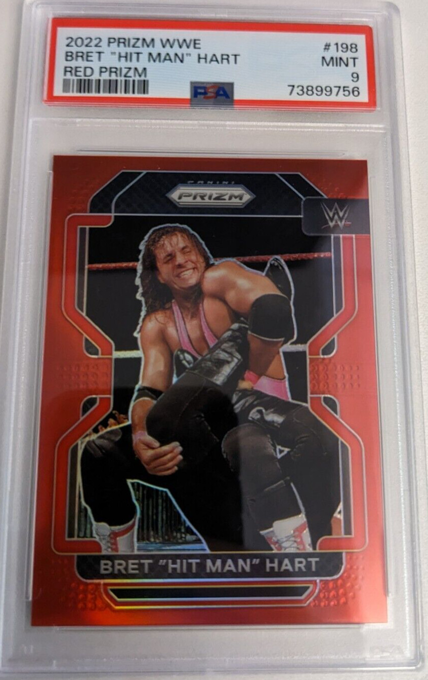 2022 Prizm WWE Bret 'Hit Man' Hart Red Prizm /299, #143 PSA 9!
