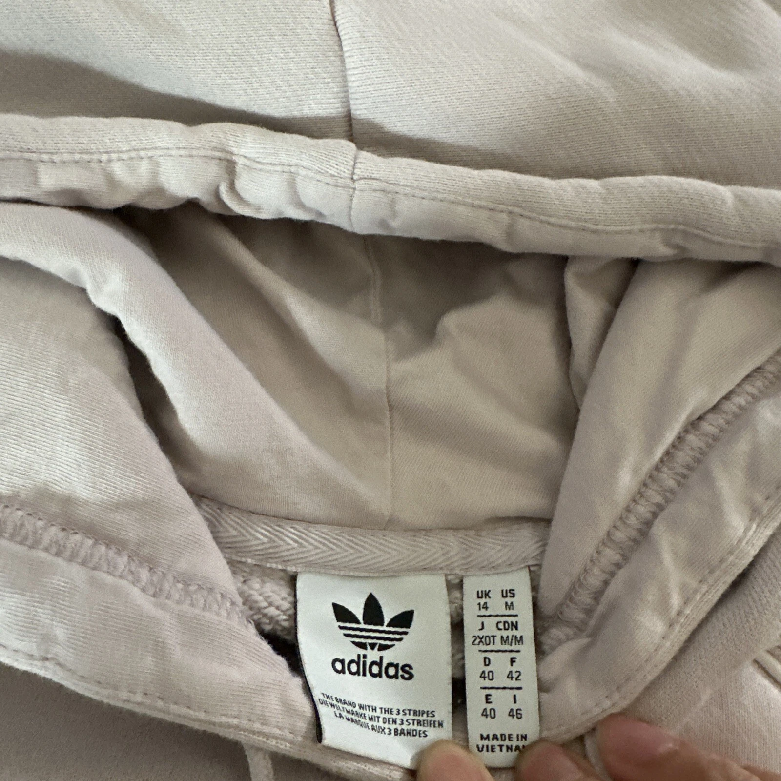 OFF WHITE Felpa con cappuccio vintage Adidas donna taglia media francese Terry C311