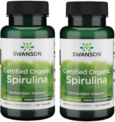 Certified Organic Spirulina 500 Mg 180 Tabs 2 Pack