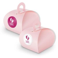 Itenga Set Danke FußAbdrüCke M30 24X Geschenkbox Karton Mit Griff Rosa U Sticker