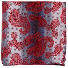New Men's poly Pocket Square Hankie Handkerchief red paisleys pattern formal