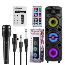 4000W TWS Bluetooth Speaker Portable Triple 8" Subwoofer Loud Stereo Bass w/Mic