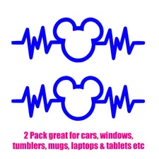 Two Pack Mouse Heartbeat Vinyl Decal Car Window Tumbler Laptop Tablet Notebook