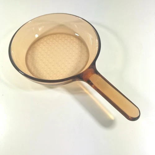 Corning Vision Ware 7” Skillet Waffle Bottom Frying Pan Amber No Lid USA Vtg