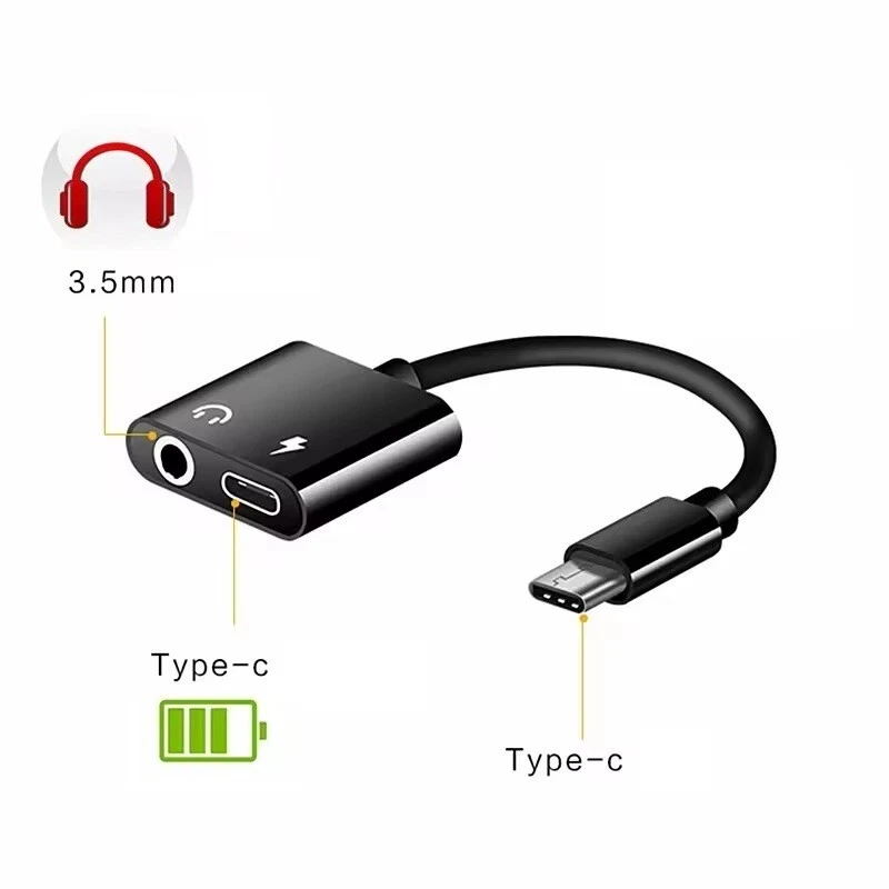 2 en 1 Câble Adaptateur USB-C Type C + Jack 3,5 mm AUX Audio Écouteurs Casque - Immagine 3 di 4