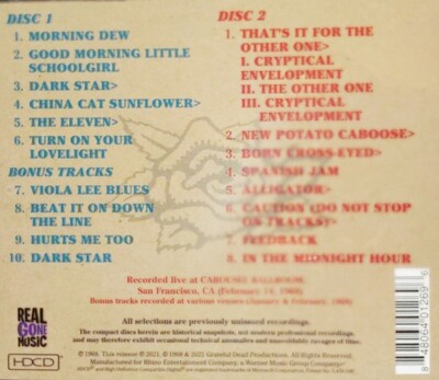 THE GRATEFUL DEAD Road Trips Vol. 2 No. 2: Carousel 2-14-68