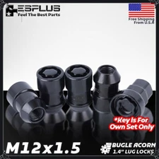 4pc Black M12x1.5 Acorn Wheel Lock Fit Kia Mazda Genesis Passenger SUV