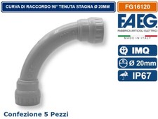 5 PEZZI CURVA DI RACCORDO 90° PER TUBO RIGIDO Ø 20MM TENUTA STAGNA IP67 IN PVC