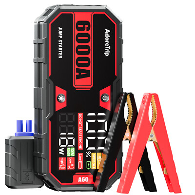 12V Car Jump Starter 6000A Booster Jumper Power Bank Battery Charge LED Display