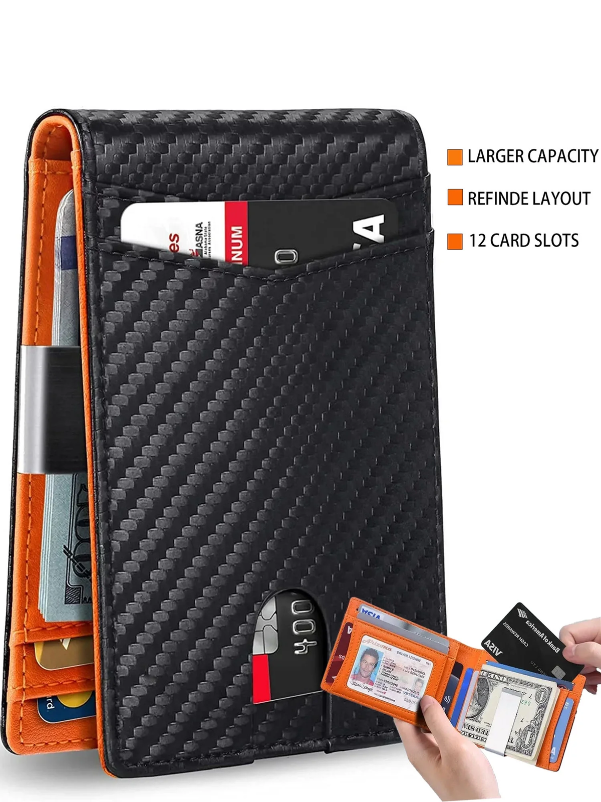 Slim Genuine Leather Mens Bifold Wallet Minimalist Front Pocket RFID Blocking  -image