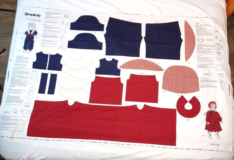 18” Doll Clothes Country Girl Pattern Panel Craft Cranston Simplicity 2 VTG NOS - Image 4 of 4