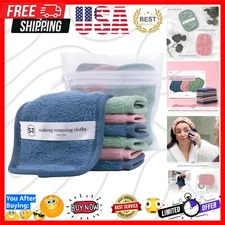 Plush Microfiber Makeup Remover Wipes with Laundry Bag – Assorted Colors, 7 Pack