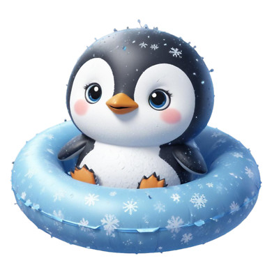 Wandtattoo Aufkleber Pinguin bei Pool Party       Wandaufkleber 18X18 cm Groß