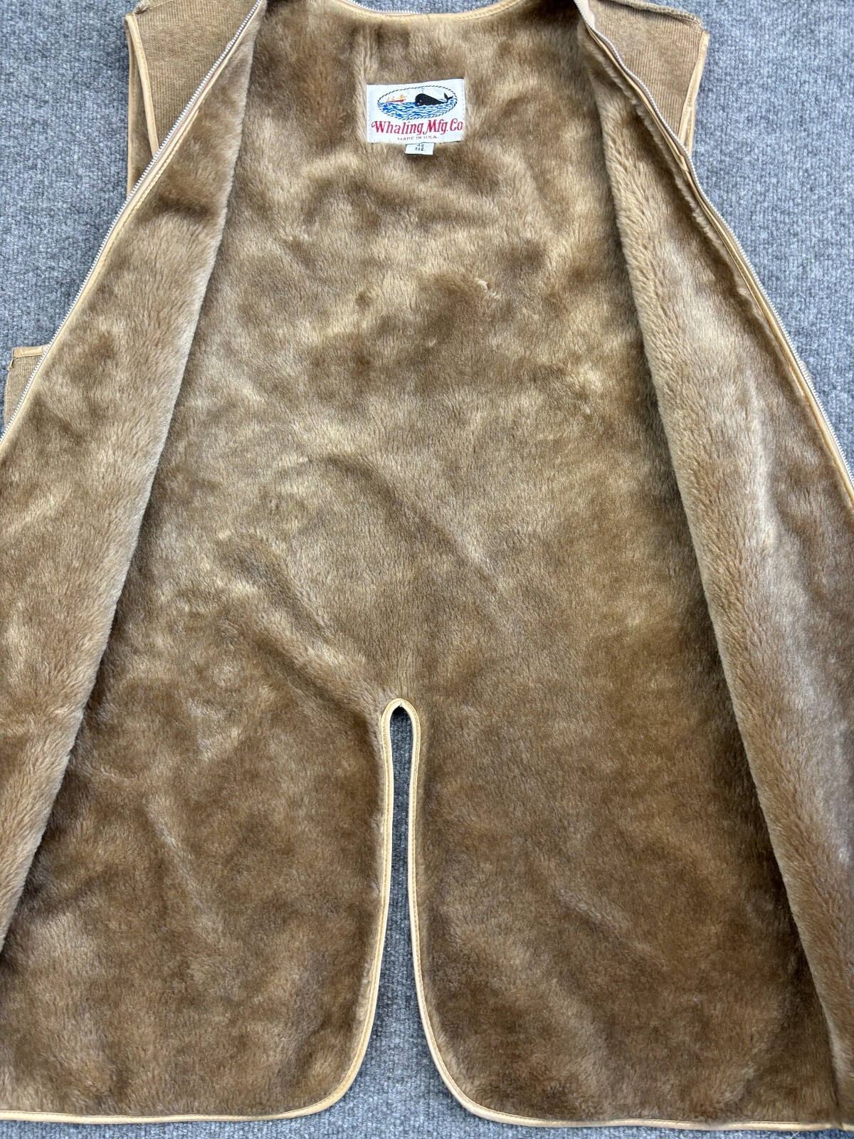 Vintage whaling Mfg Co Vest Men's 42 Red Brown Fleece Lined USA Zip In Liner