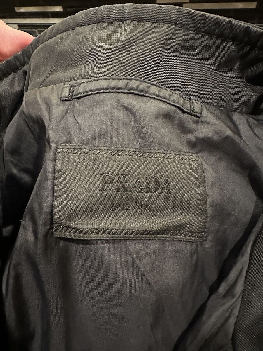 Prada Double Layer Nylon Zip Up Black Jacket | eBay Prada Double Layer Nylon Zip Up Black Jacket | eBay