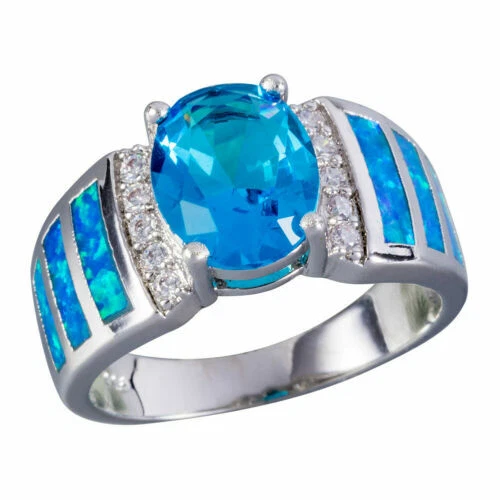 Opal Blue Costume Rings