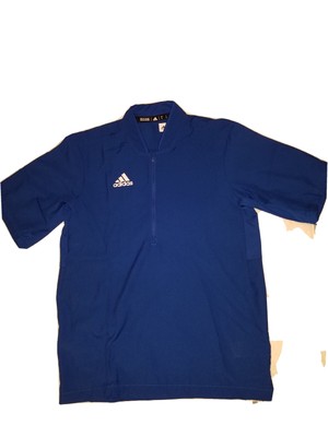 Adidas Baseball Cage Jacket Men Short Sleeve 1/4 Zip Blue Small New $65 Pullover 191037752571 | eBay