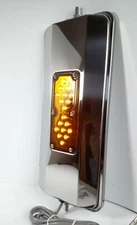 Heated Stainless Mirror w/ Amber LED West Coast 7"x16" for Peterbilt Kenworth