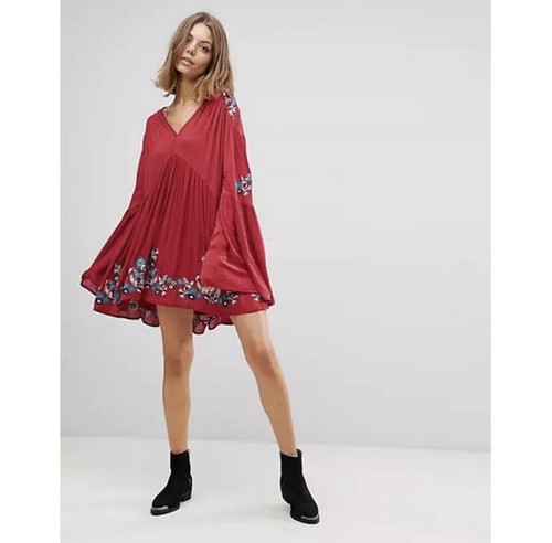red floral embroidered size 