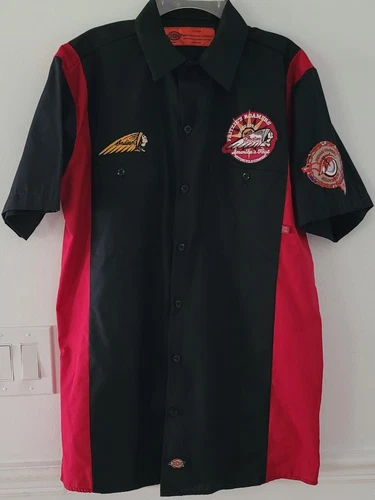 Indian Motorcycles Work Shirt Mechanic Style SS Black/Red Embroidered Size S