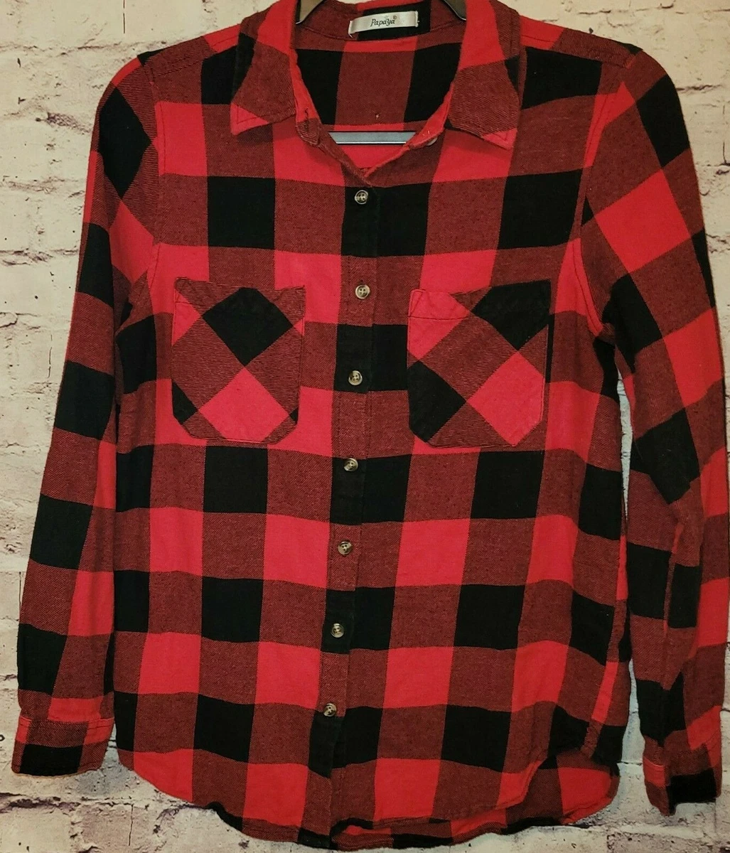 Red and black small check sale shirt