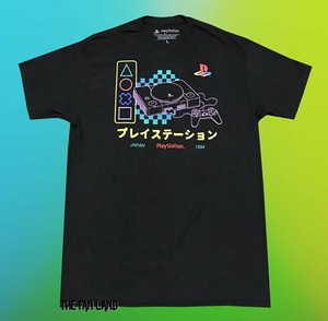 New Playstation Japanese Kanji Neon Play Station Classic Vintage Retro T Shirt Ebay